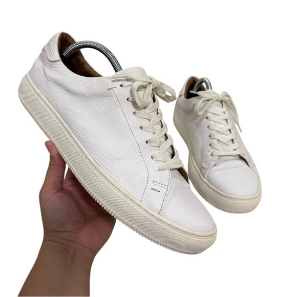 Frye Other - Frye White Leather Low Top Sneakers Men's Size 10 Leather Lace-Up Casual Shoes